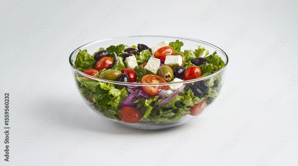 Refreshing Greek Salad in a Glass Bowl Refreshing Greek Salad in a Glass Bowl