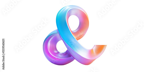 Free Download Bold 3D Ampersand Symbol Made of Ribbon Gradient on Transparent Background - GFXLoad