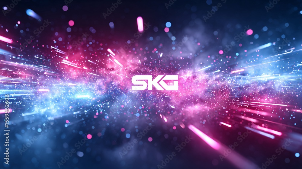 Fototapeta premium Dynamic light display digital space graphic design futuristic environment abstract viewpoint