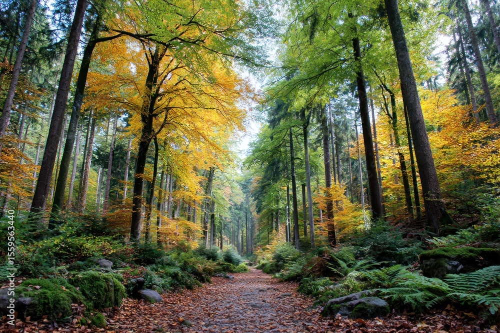 Fototapeta premium Autumn forest path (1)