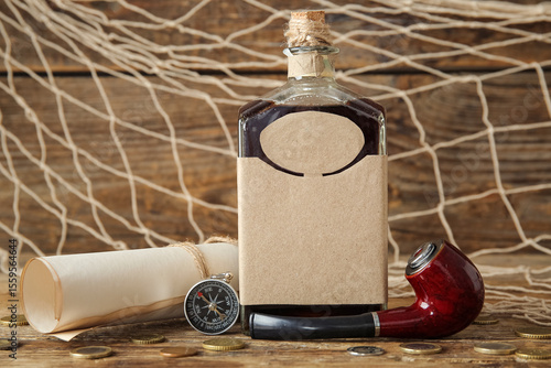 Smoking pipe with bottle of...