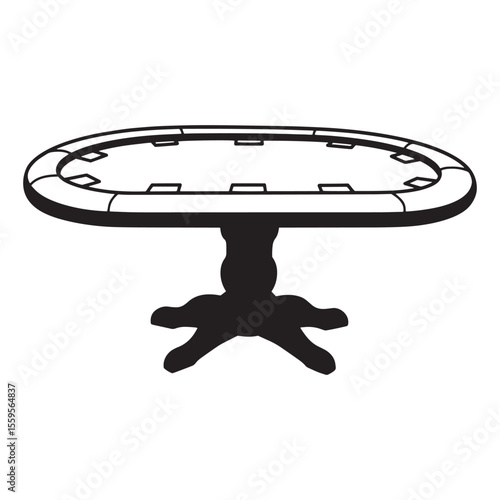 Black silhouette illustration of a casino poker table isolated on a white background