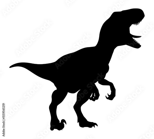 Vector Silhouette Of A Velociraptor Dinosaur.