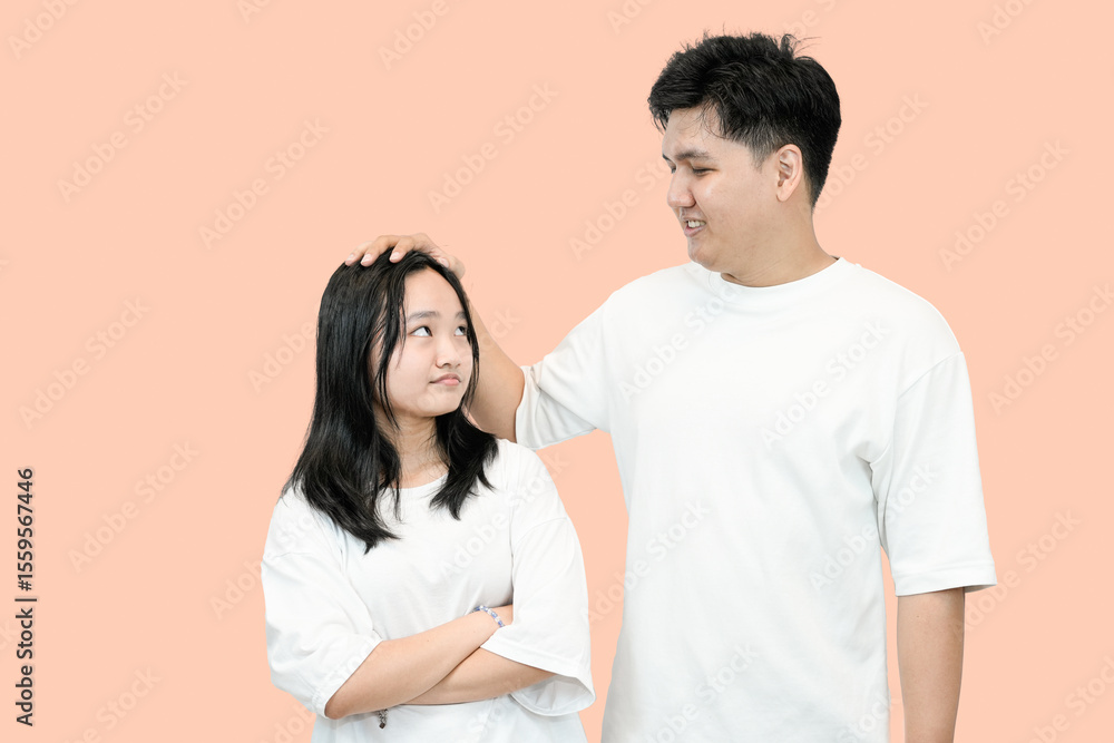 smilling asian man and woman in a photo shot studio smilling asian man and woman in a photo shot studio
