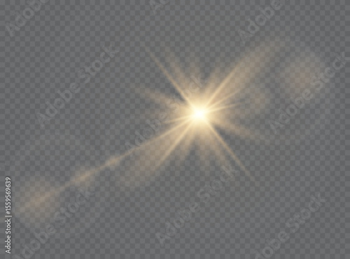 Sunlight translucent special light effect design. Vector blur in radiance light. Isolated sunlight transparent background. Decor element. Horizontal beams of light.