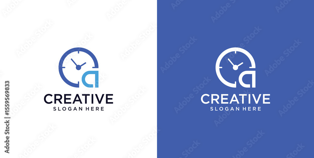 A initial logo icon digital clock A initial logo icon digital clock