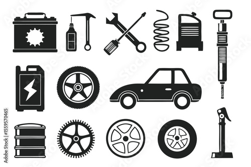 Automotive tools and vehicle parts collection battery