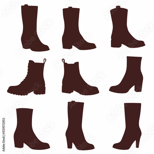 Set of Fashion Boot Silhouettes