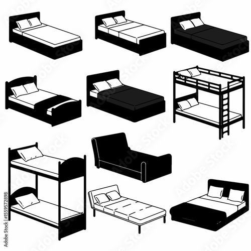 Collection of Bed Types Illustration