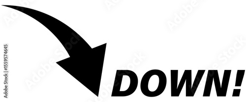 下向き・DOWN・ダウンの矢印アイコン黒02