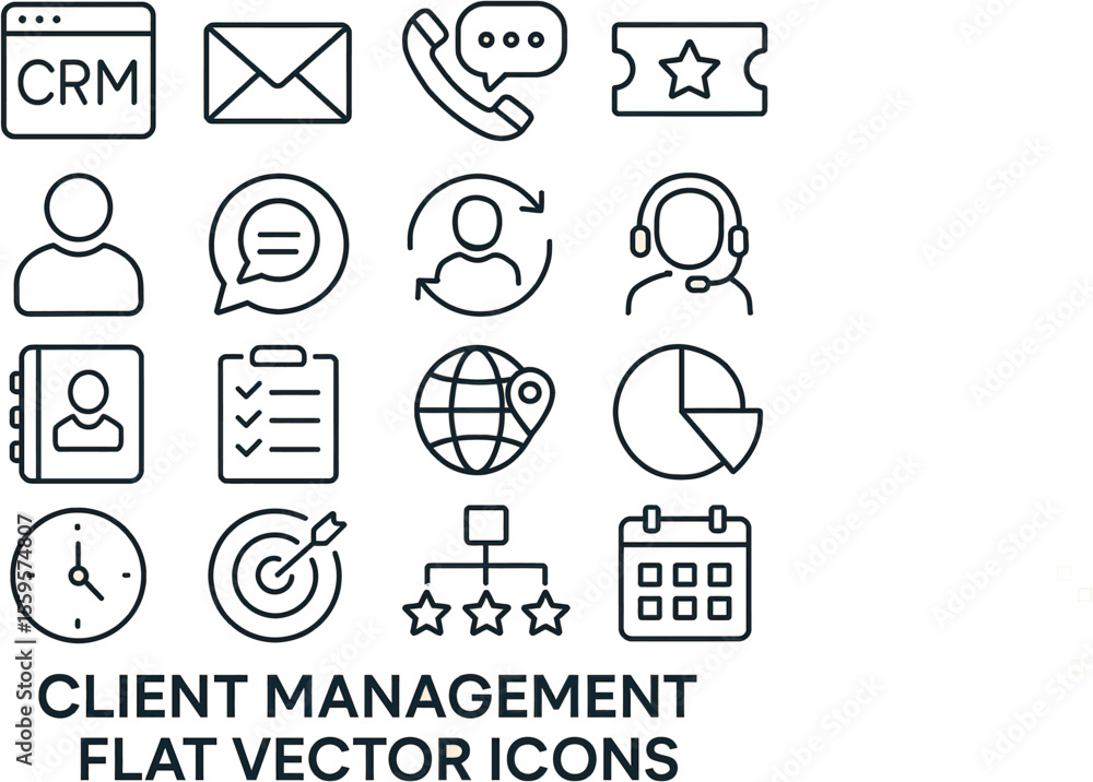 Fototapeta premium Client management flat vector icons 