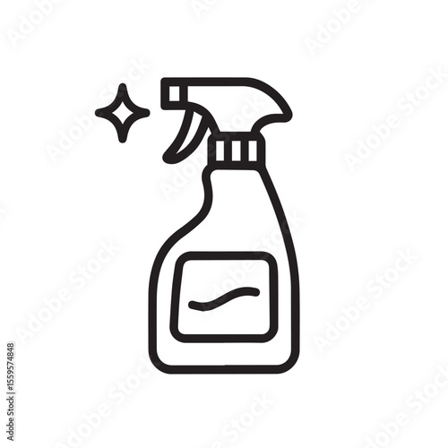 House Cleaning Supplies Outline Icons.