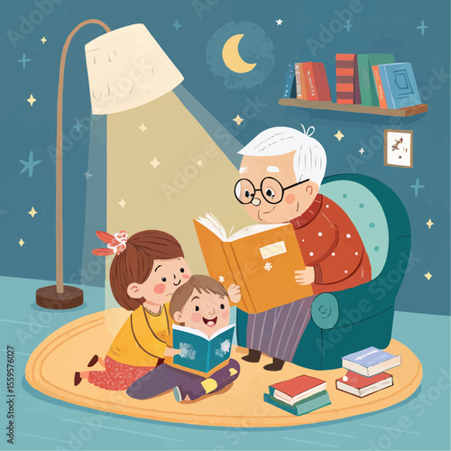 Grandparents and Kids in a Warm, Inviting Room