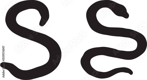 Snake Silhouette Vector Set | Curved Reptile Clipart Icon Design