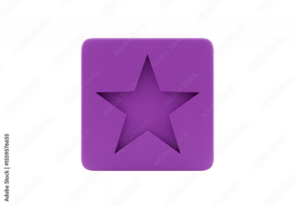 Purple Square with Cutout Star Shape 3D Render Purple Square with Cutout Star Shape 3D Render
