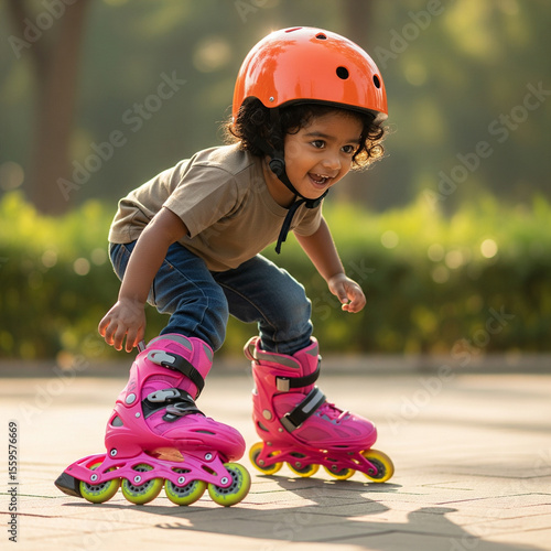 Young kid on rollerblades 