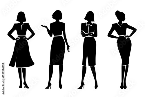 business woman silhouettes, business women vector
