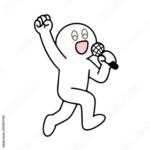 ジャンプしながら熱唱する棒人間