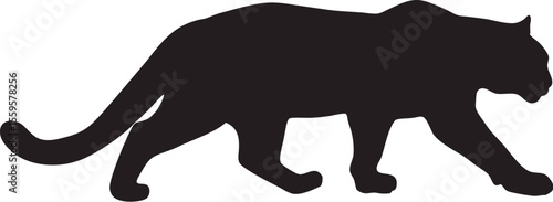 Wild Cat Silhouette Vector | Big Feline Animal Clipart on Rock Design