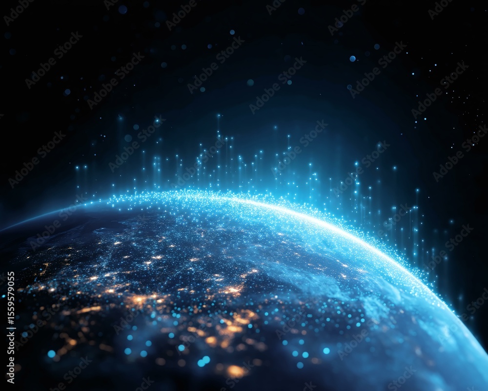 Obraz premium Global Network of Light Illuminated Earth