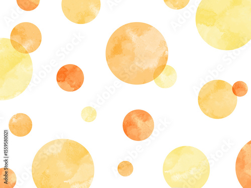 水玉模様の水彩背景 オレンジ