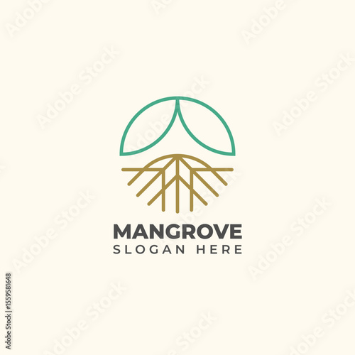 mangrove tree logo with simple elegant lineart style, for environmental care community logo or the like