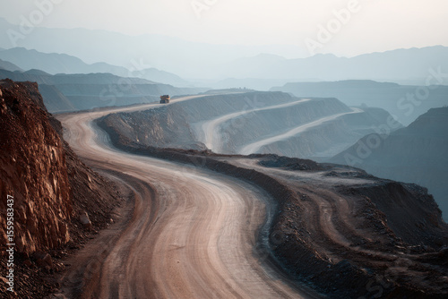 open pit mine in peru during soft twilight showcasing dramatic contrasts