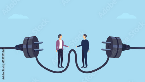 Connecting People with Power A Business Collaboration Concept Illustration