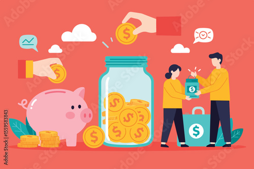 Illustrating Financial Growth Through Collective Saving Efforts