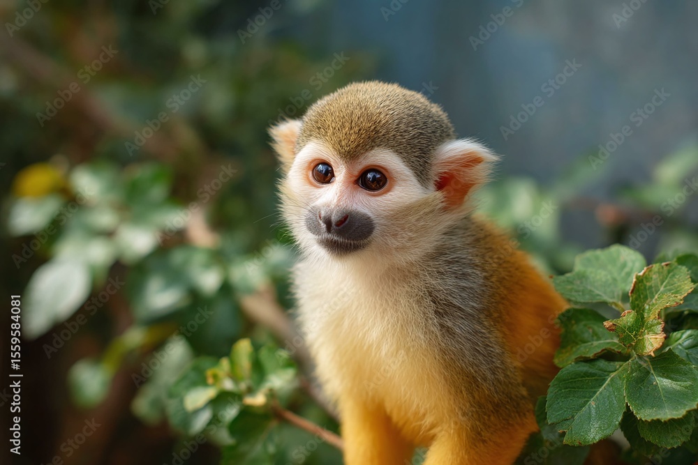 Fototapeta premium Cute Squirrel Monkey in Natural Habitat
