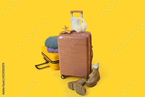 Suitcases with warm clothes...