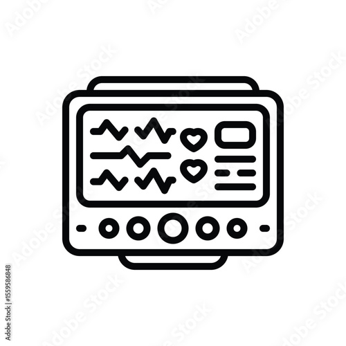 Black line icon for 3d monitoring