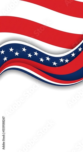 Wallpaper Mural Abstract American flag design with flowing red, white, and blue waves, featuring stars and stripes, ideal for patriotic backgrounds and Fourth of July celebrations Torontodigital.ca