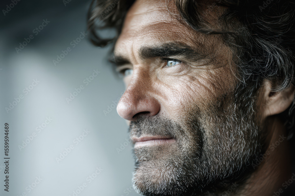 Obraz premium portrait of driver against neutral wall reflecting calmness and confidence