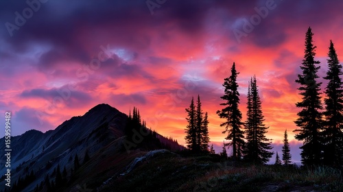 Colorful mountain sunrise