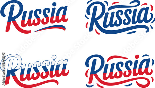 Russia modern brush font with red and navy national theme vector for soviet rebirth design or t-shirt use  