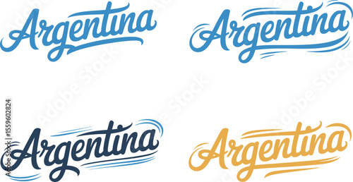Argentina light blue brush typography vector design with curved script for travel sticker or patriotic print  