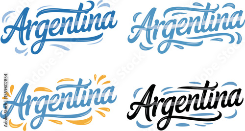 Argentina stylized slim font with underline accent in brush script for cultural souvenir or sport banner  