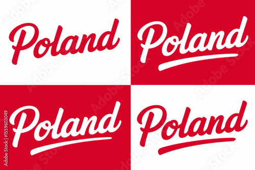 Poland modern flat script vector in red with sharp endings for national event t-shirt or polska souvenir print  