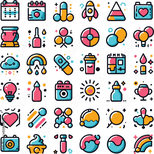 set of icons for web colorful blobs