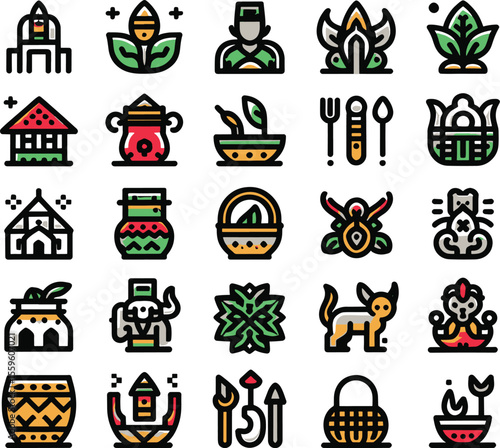 set of vector icons of collection java