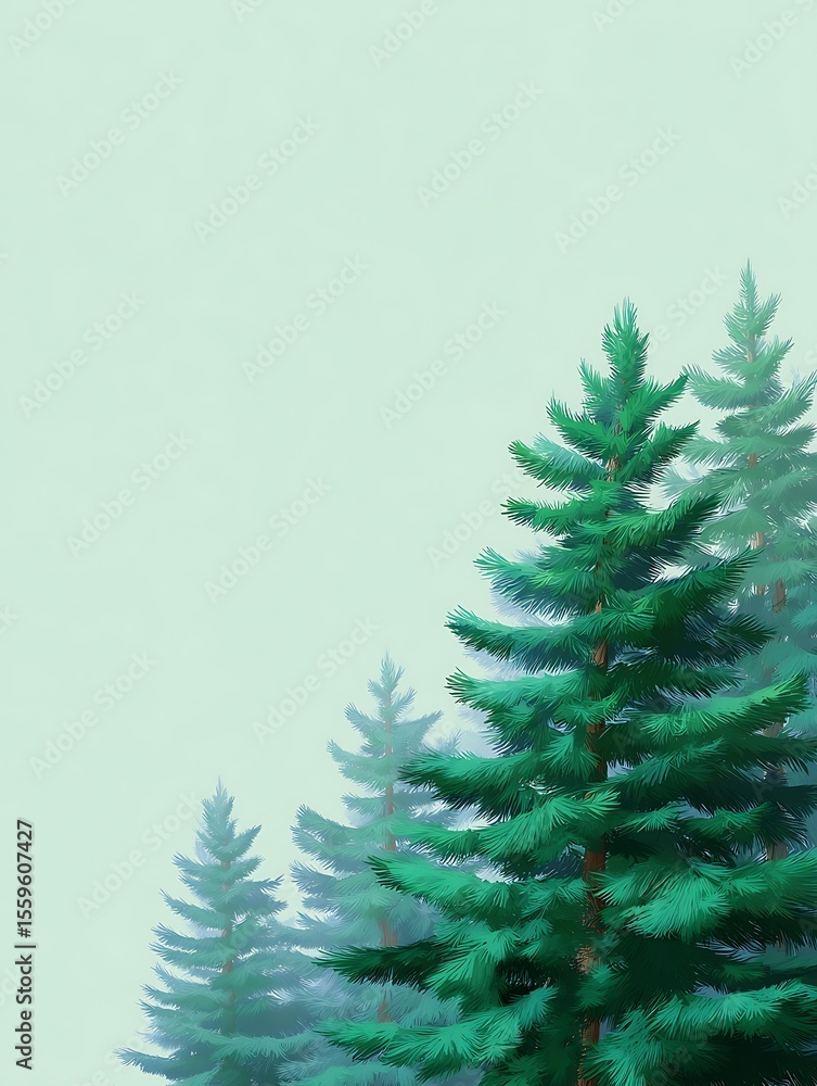 Fototapeta premium Winter forest, illustration background