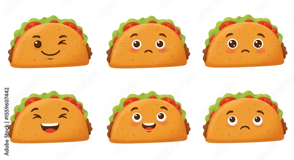 Cartoon tacos with different expressions Cartoon tacos with different expressions