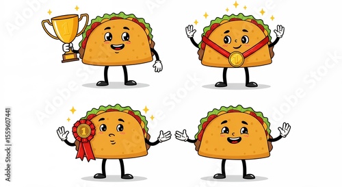 Cartoon tacos with awards