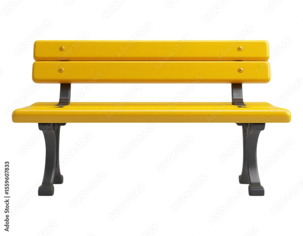 Yellow park bench isolated on transparent background Yellow park bench isolated on transparent background