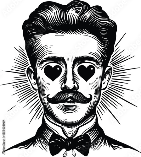 Romantic Vintage Gentleman: Vector Illustration- Hand-Drawn Style