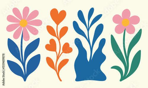 Modern Abstract Flower Collection – Colorful Botanical Vector Art