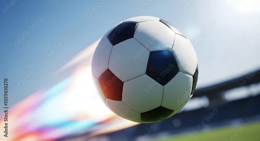 Obraz premium Dynamic Soccer Ball in Flight A Stunning Image of Speed and Athleticism