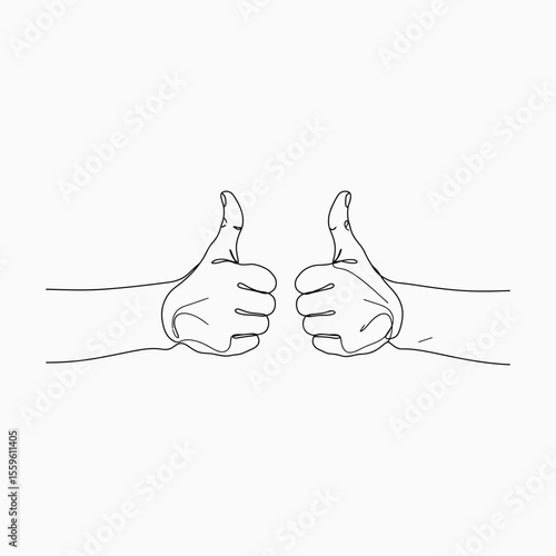 Two thumbs up gesture approval agreement