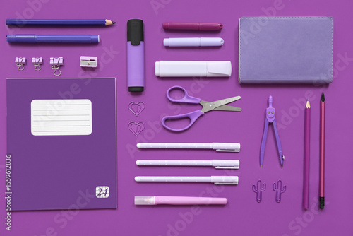 Different stationery on pur...
